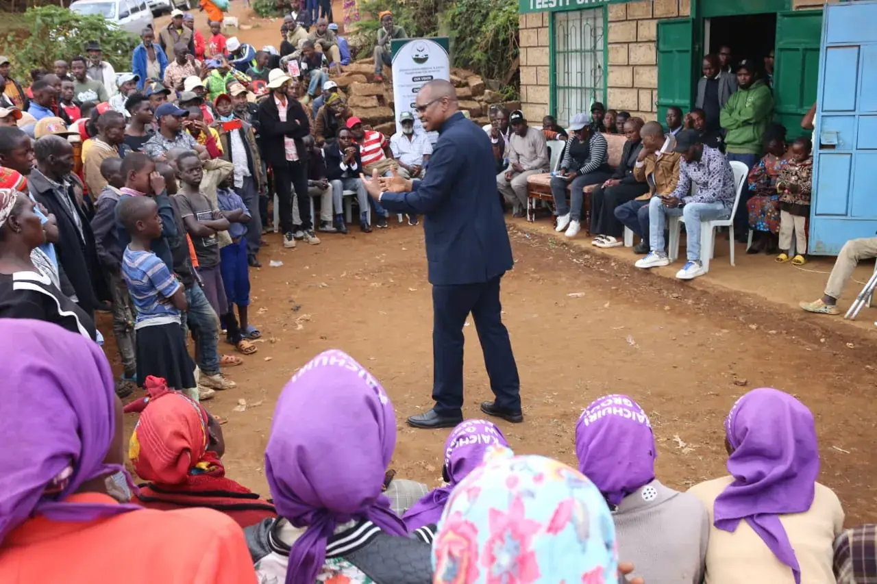 CEO addressing a community crowd at TEESTI office
